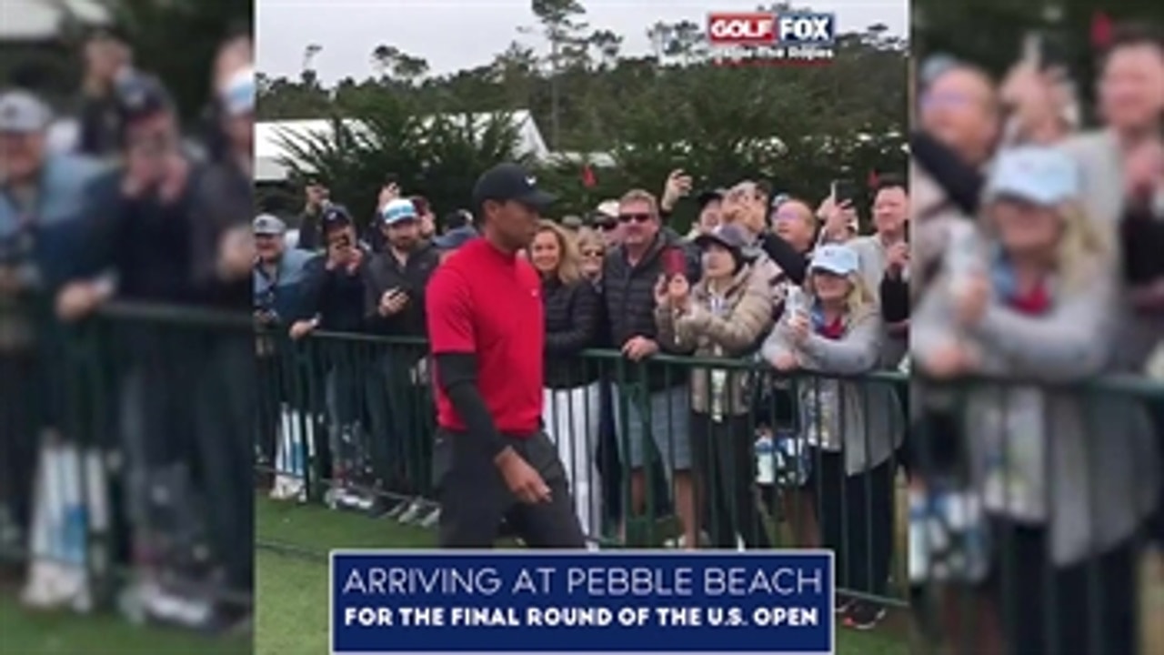Inside the Ropes: Watch Tiger Woods, Dustin Johnson and Rickie Fowler arrive at Pebble Beach for the final round of the 2019 U.S. Open