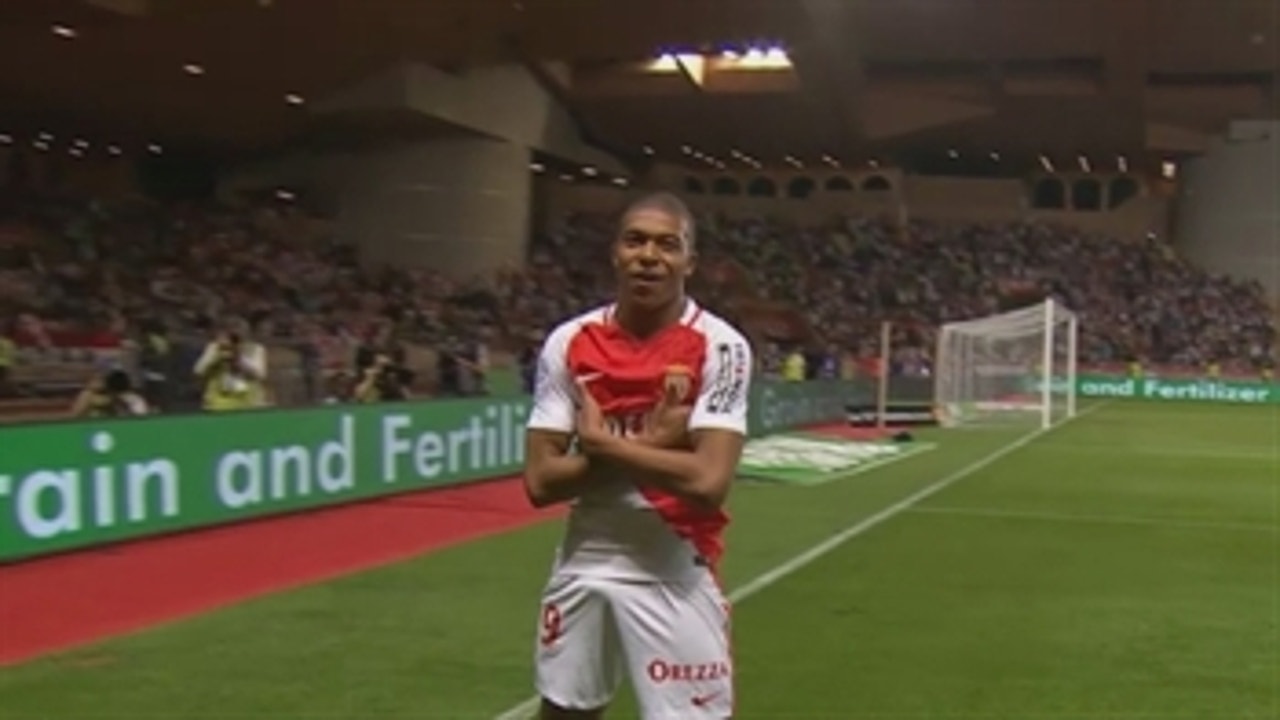 Kylian Mbappe scores to seal the Ligue 1 title for Monaco