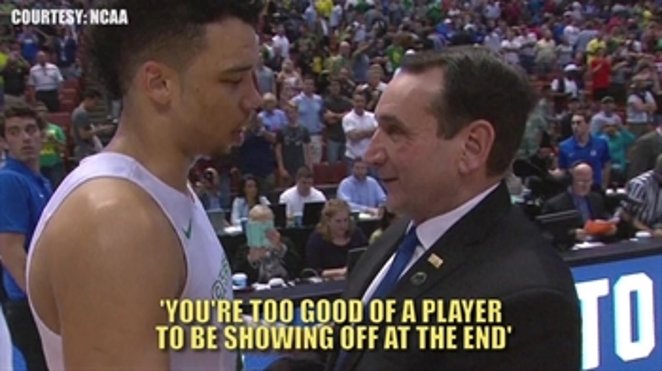 Did Coach K lecture Dillon Brooks after Oregon's win over Duke?