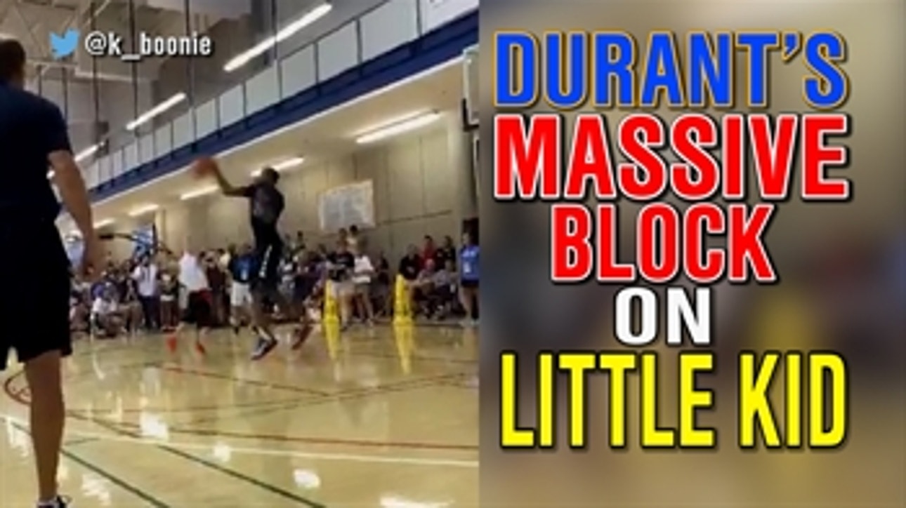 Kevin Durant can't stop blocking kids' shots