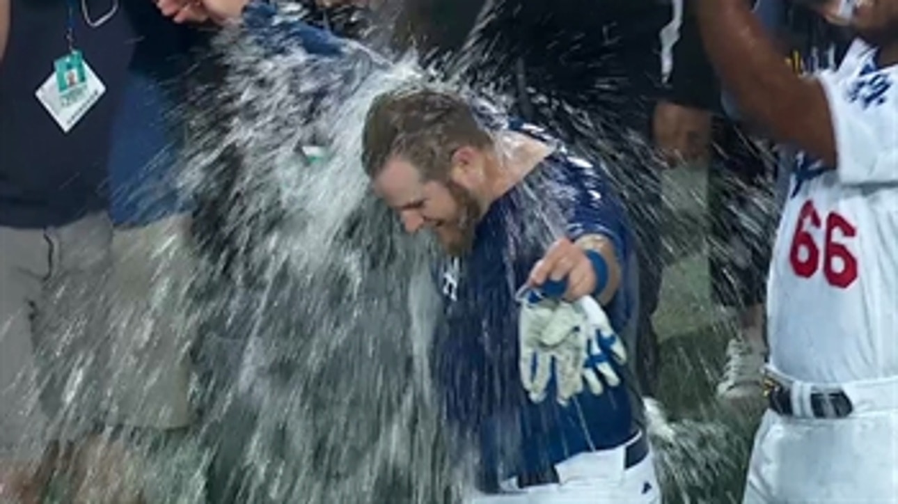 Watch Yasiel Puig give Dodgers hero Max Muncy a Gatorade shower during his postgame interview