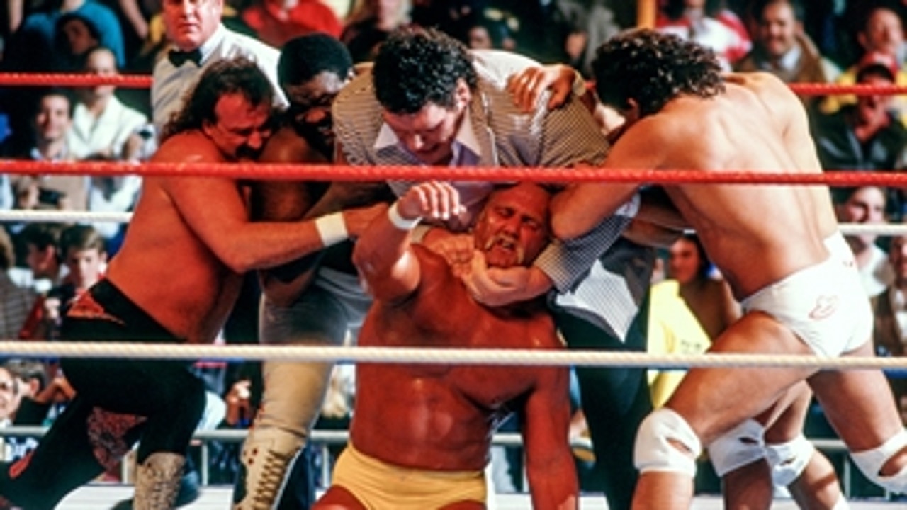 Andre the Giant attacks Hulk Hogan: Saturday Night's Main Event, Jan. 2, 1988