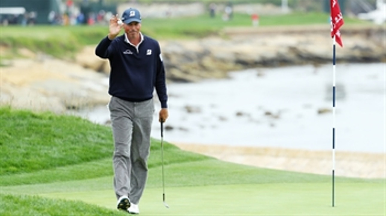 Matt Kuchar finishes second round with an eagle on the 18th at Pebble Beach