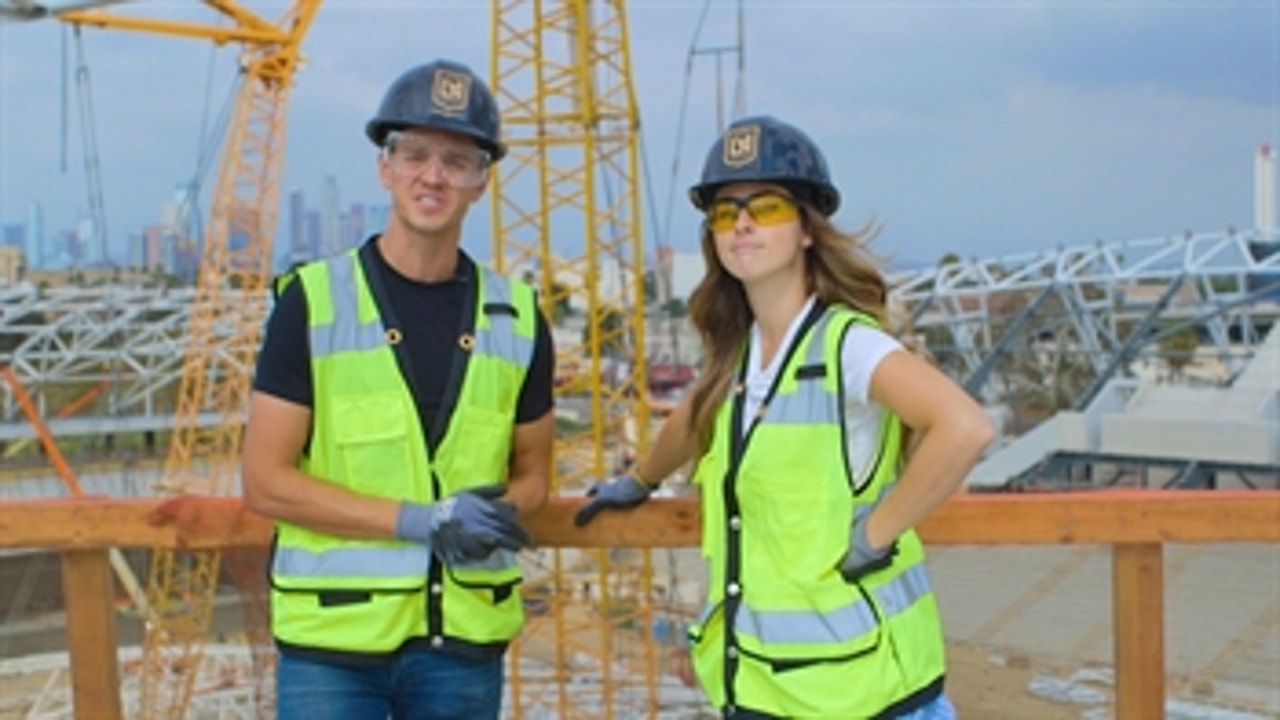 Stu Holden and Rachel Bonnetta help build LAFC's new home...sort of.