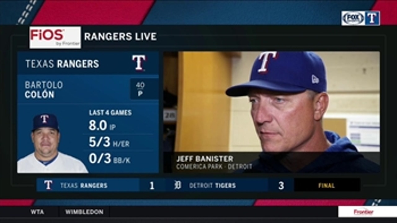 Jeff Banister talks offense shortcomings behind Colon in loss
