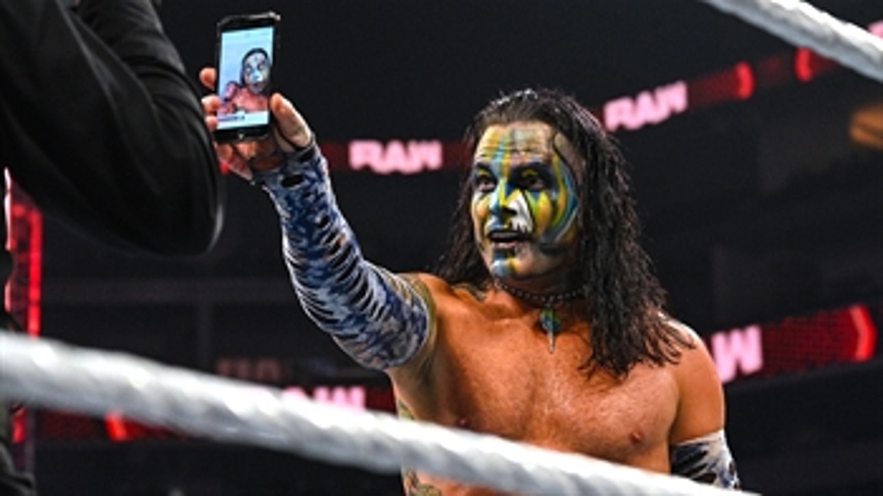 Jeff Hardy snaps a selfie over a fallen Austin Theory: Raw, Oct. 18, 2021