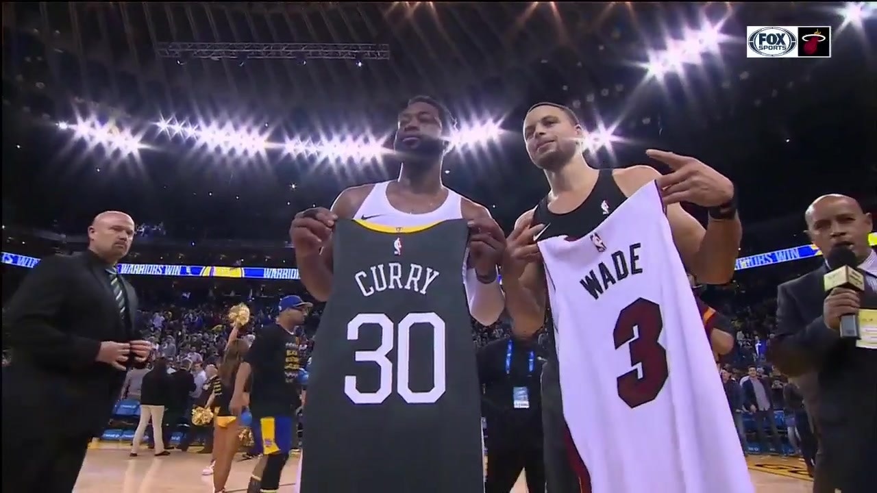 Dwyane Wade, Stephen Curry swap jerseys after thriller at Oracle Arena