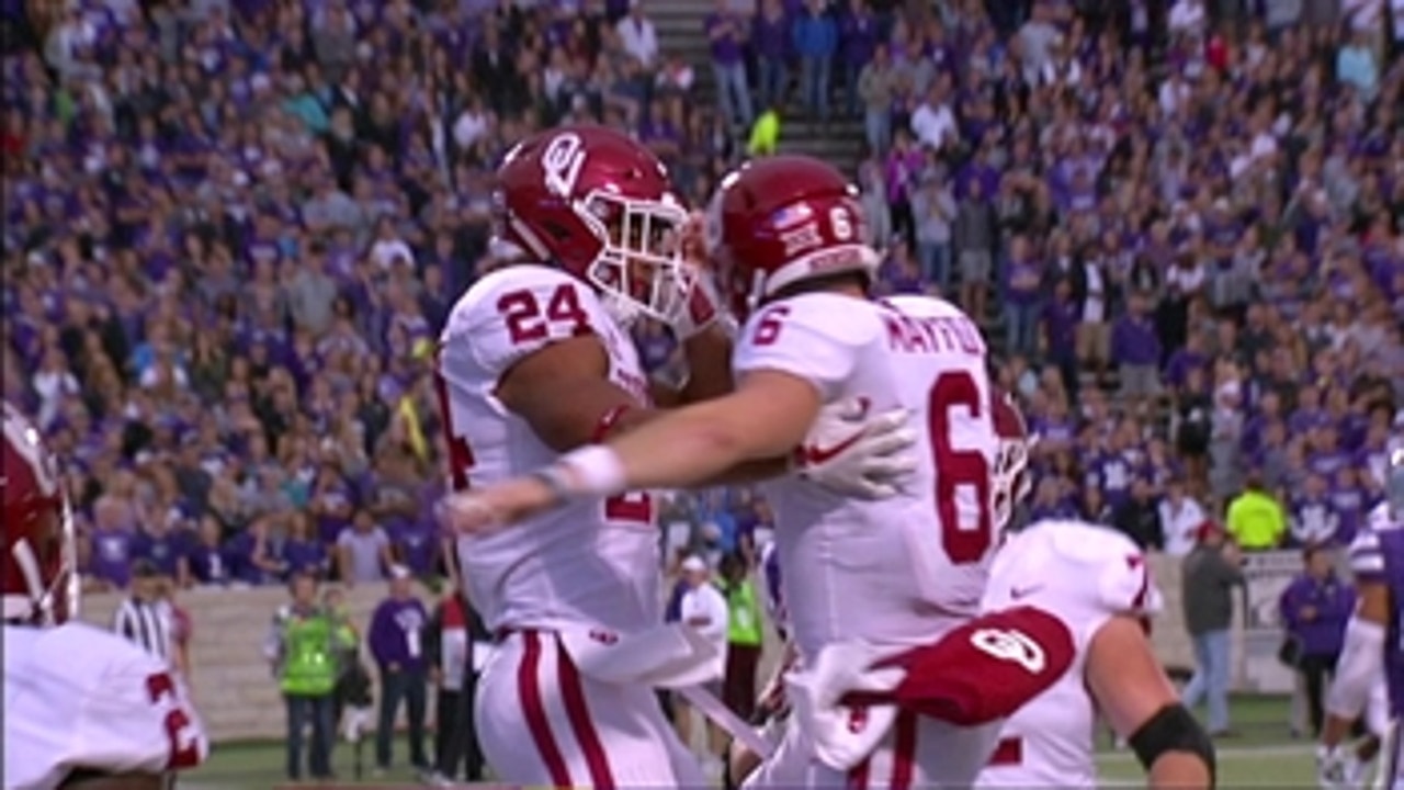 Baker Mayfield's 14-yard TD run cuts Kansas State's lead over Oklahoma to 21-17