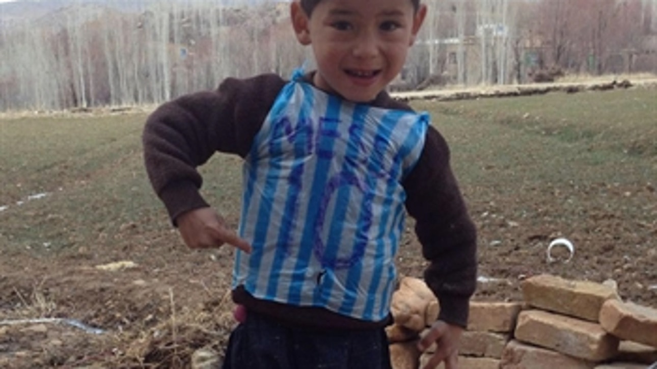The Internet found the little boy in a Messi plastic bag kit