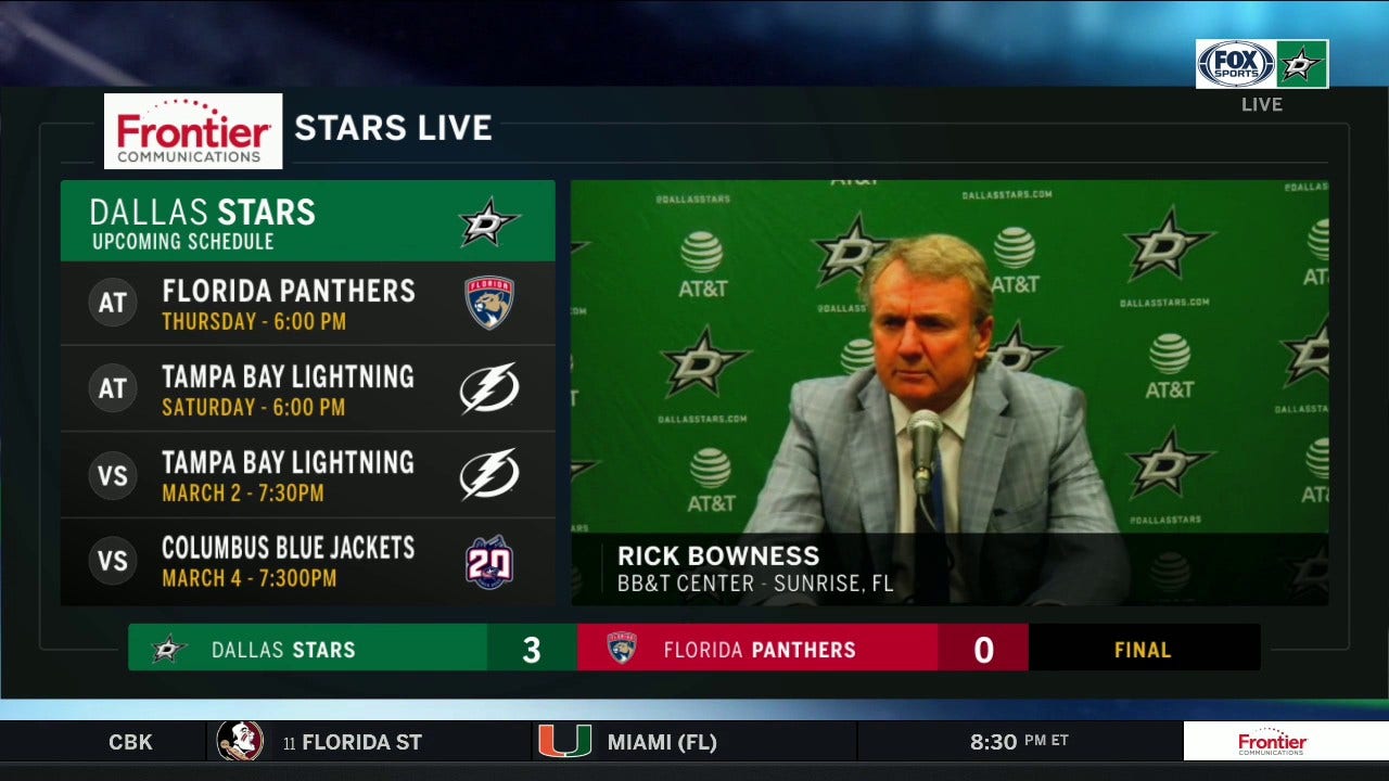 Rick Bowness on Stars 3-0 win over the Panthers ' Stars Live