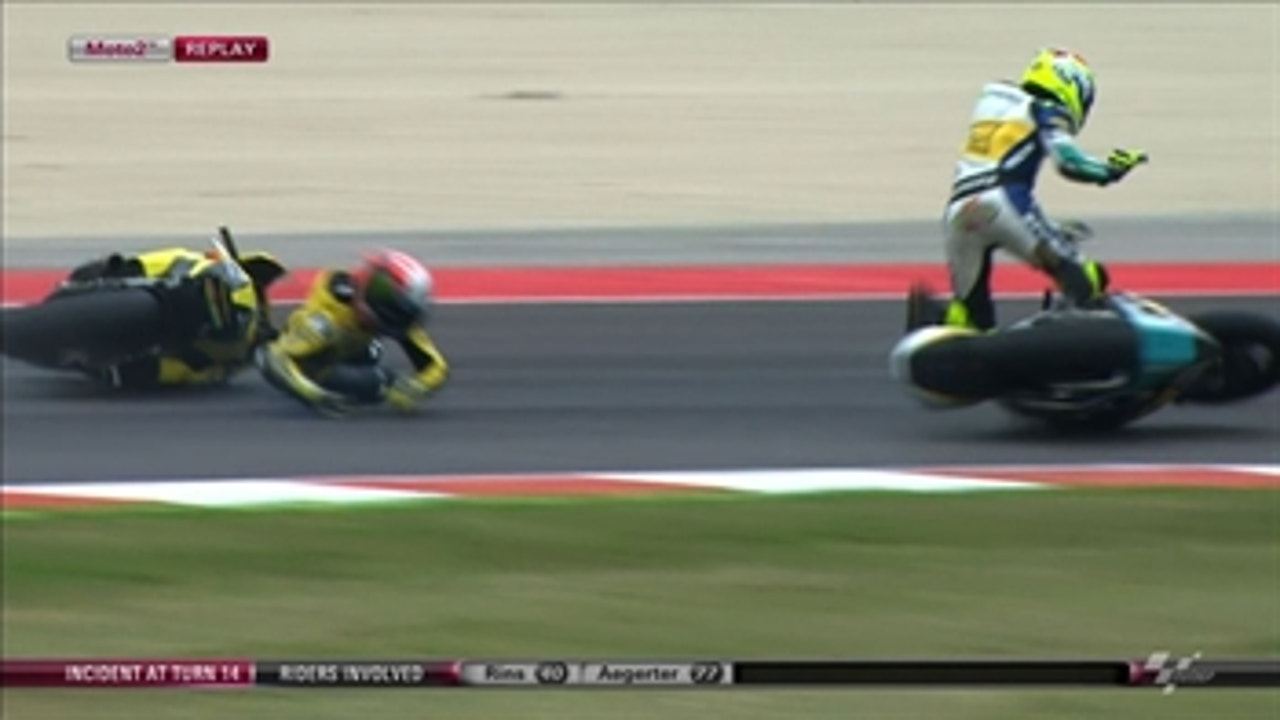 Moto2: Two Riders Crash Battling for Lead - San Marino GP 2015