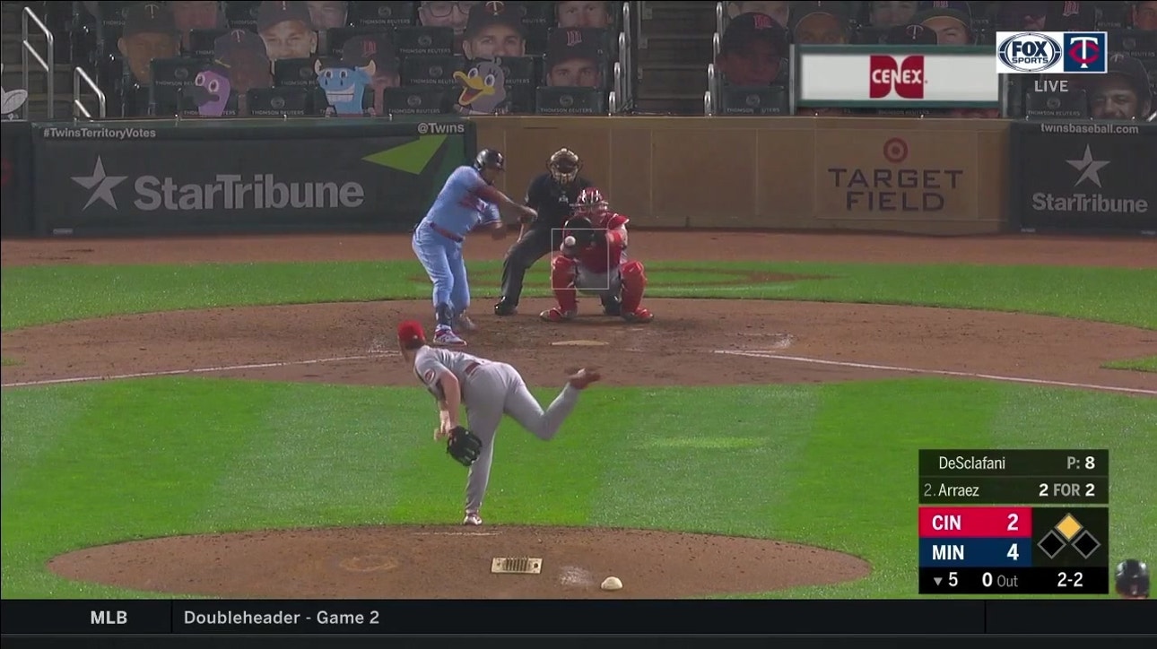 WATCH: Luis Arraez hits third double against Reds