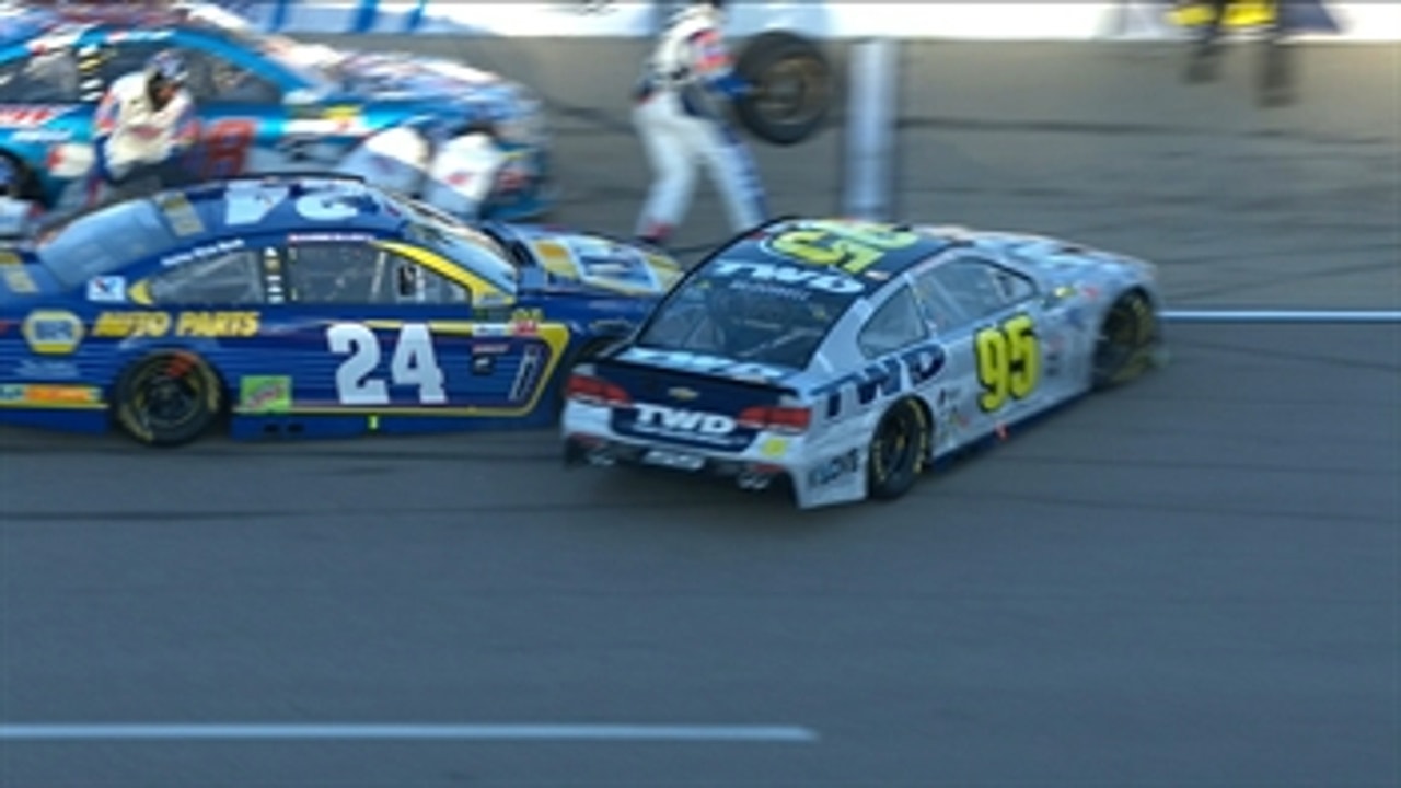 Chase Elliott Collides with Michael McDowell on Pit Road ' 2017 KANSAS ' FOX NASCAR