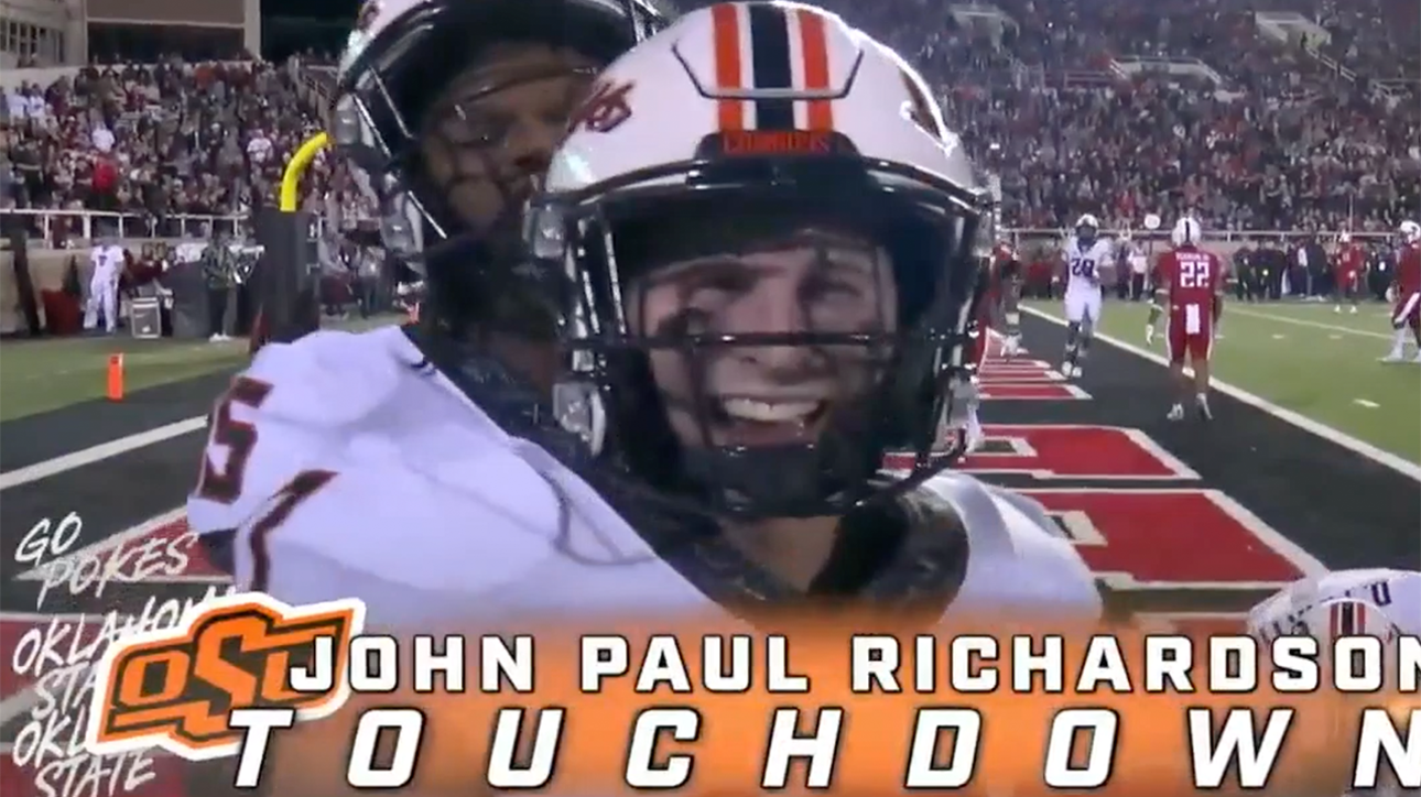Spencer Sanders found John Paul Richardson in the corner of the end zone for a 14-yard touchdown, Oklahoma State leads Texas Tech 13-0