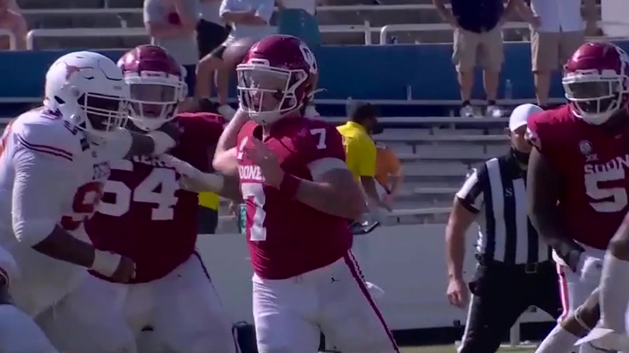 Spencer Rattler hits Drake Stoops to give Oklahoma 53-45 lead over Texas in 4OT