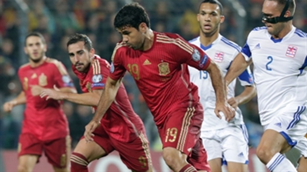Diego Costa scores his first goal for Spain