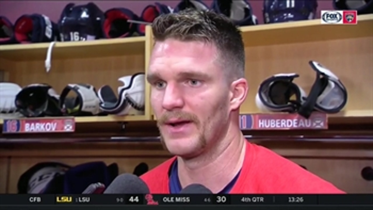 Jonathan Huberdeau talks Panthers' 4-3 win after setting a franchise record with 250 assists