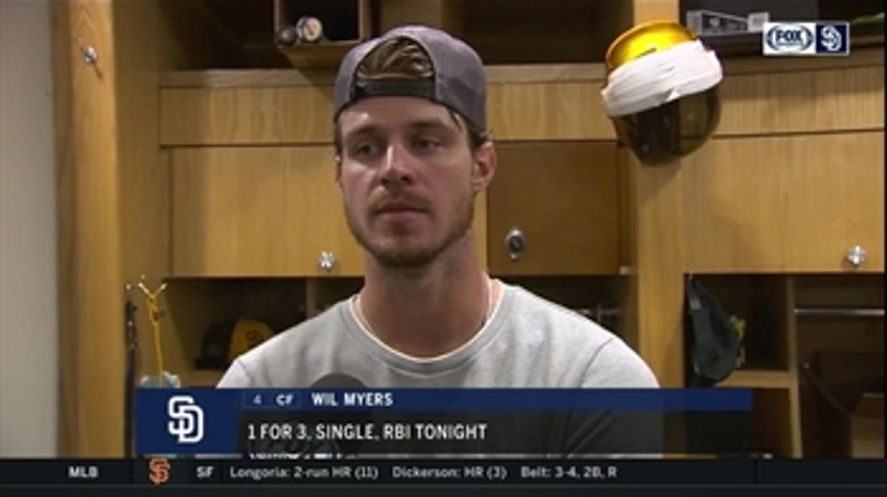 Wil Myers talks after the Padres 7-5 loss to the Giants