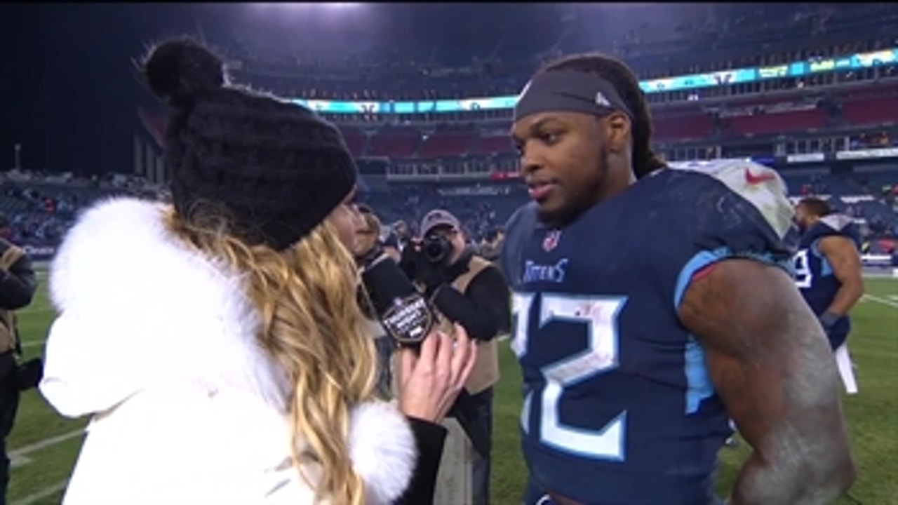 Derrick Henry talks with Erin Andrews after his enormous rushing day against the Jaguars