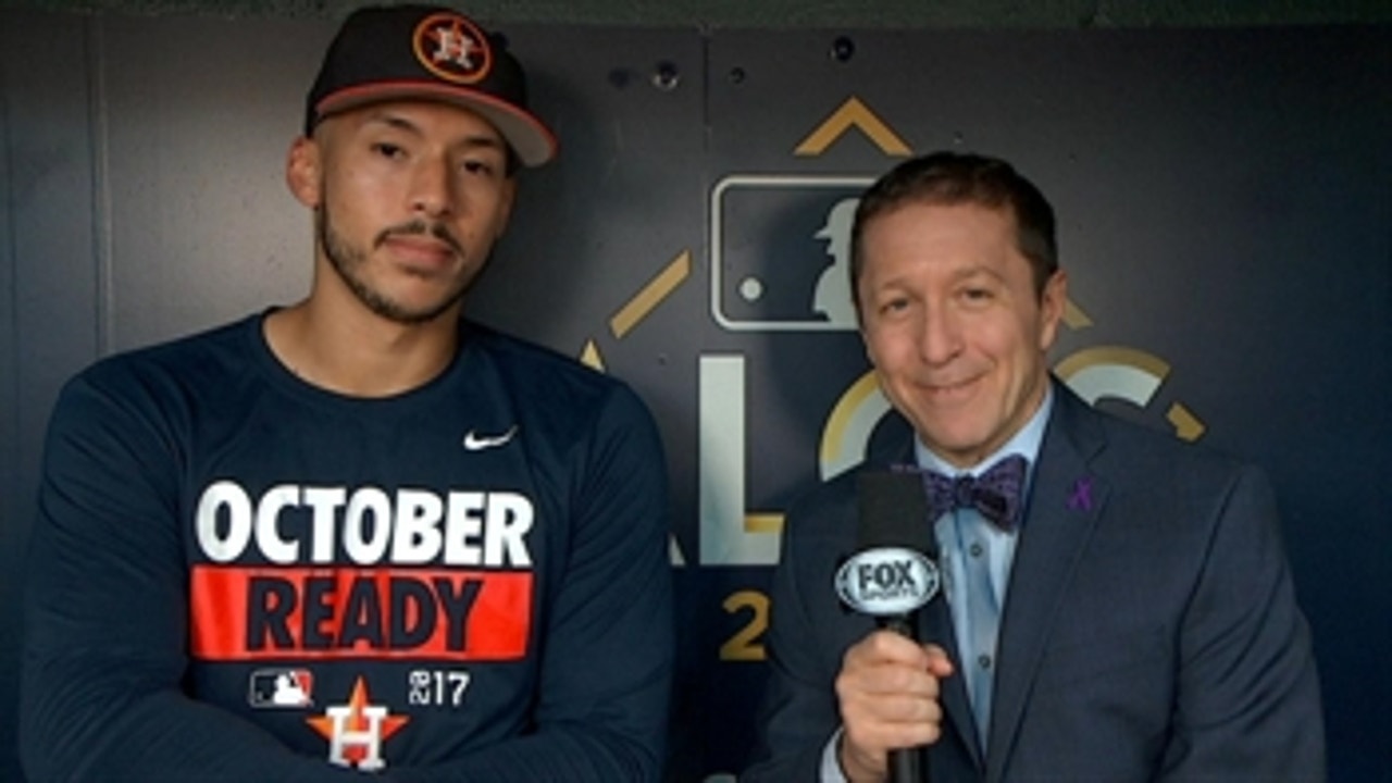 Carlos Correa lets Ken Rosenthal know how he is feeling before game 7