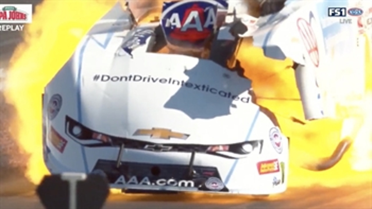 Robert Hight wins Funny Car final after major explosion & crash | 2018 NHRA DRAG RACING