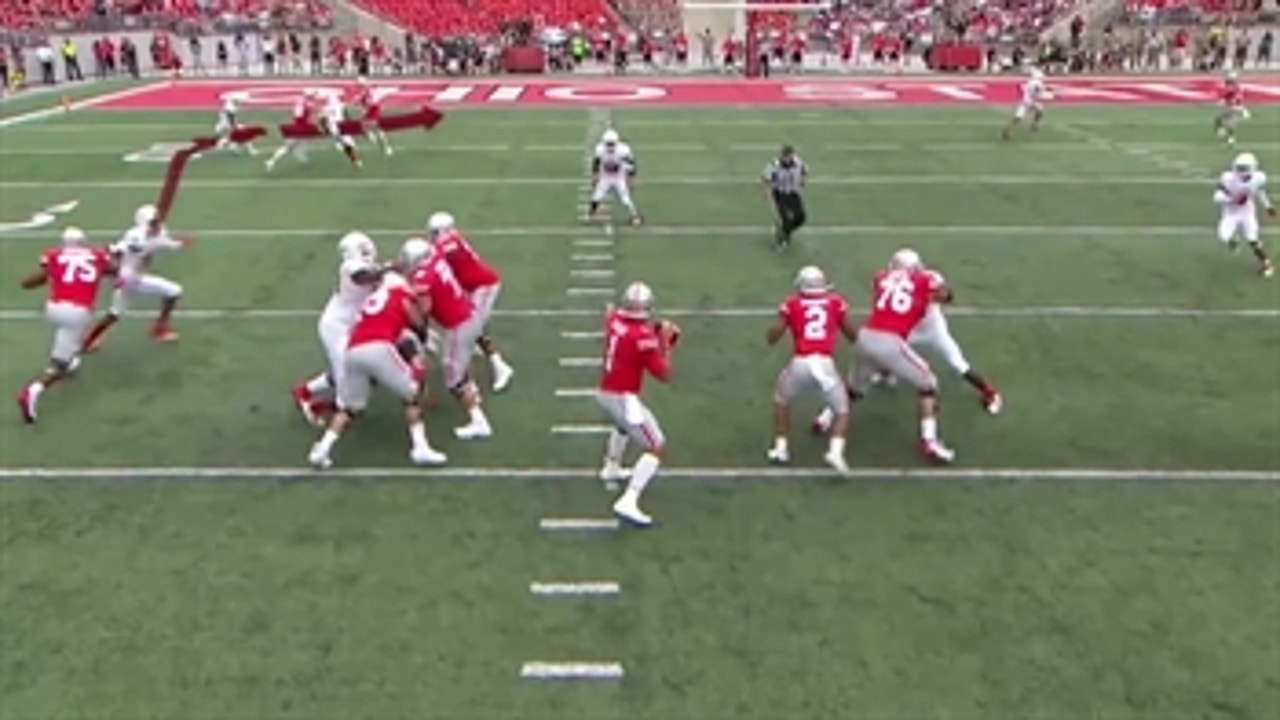 Watch Justin Fields' first passing TD for the Ohio State Buckeyes