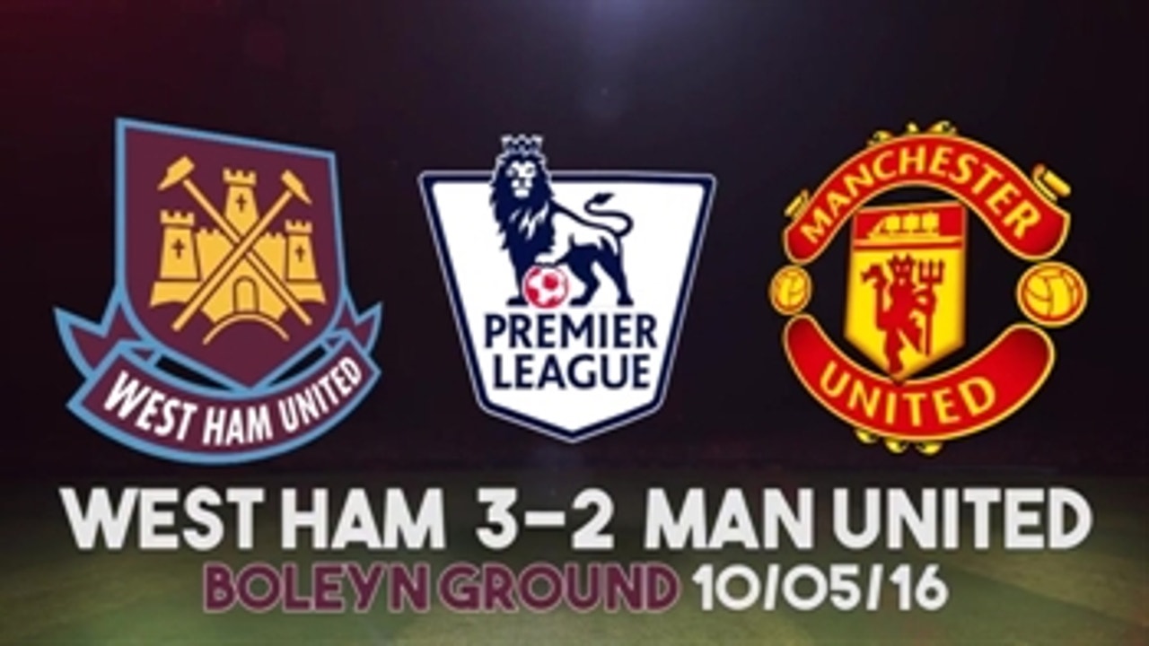 West Ham 3-2 victory Manchester United in words and numbers