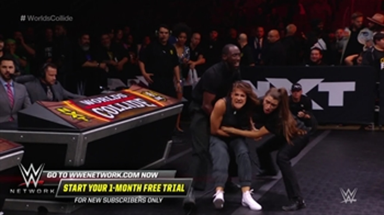 Tegan Nox attacks Dakota Kai in the crowd, sparking an ugly brawl: WWE Worlds Collide, Jan. 25, 2020