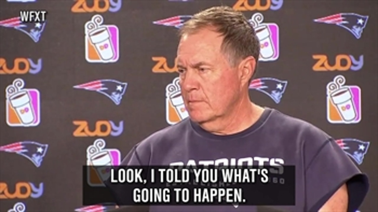 Belichick mutters 'Jesus Christ' after third question about Brady starting