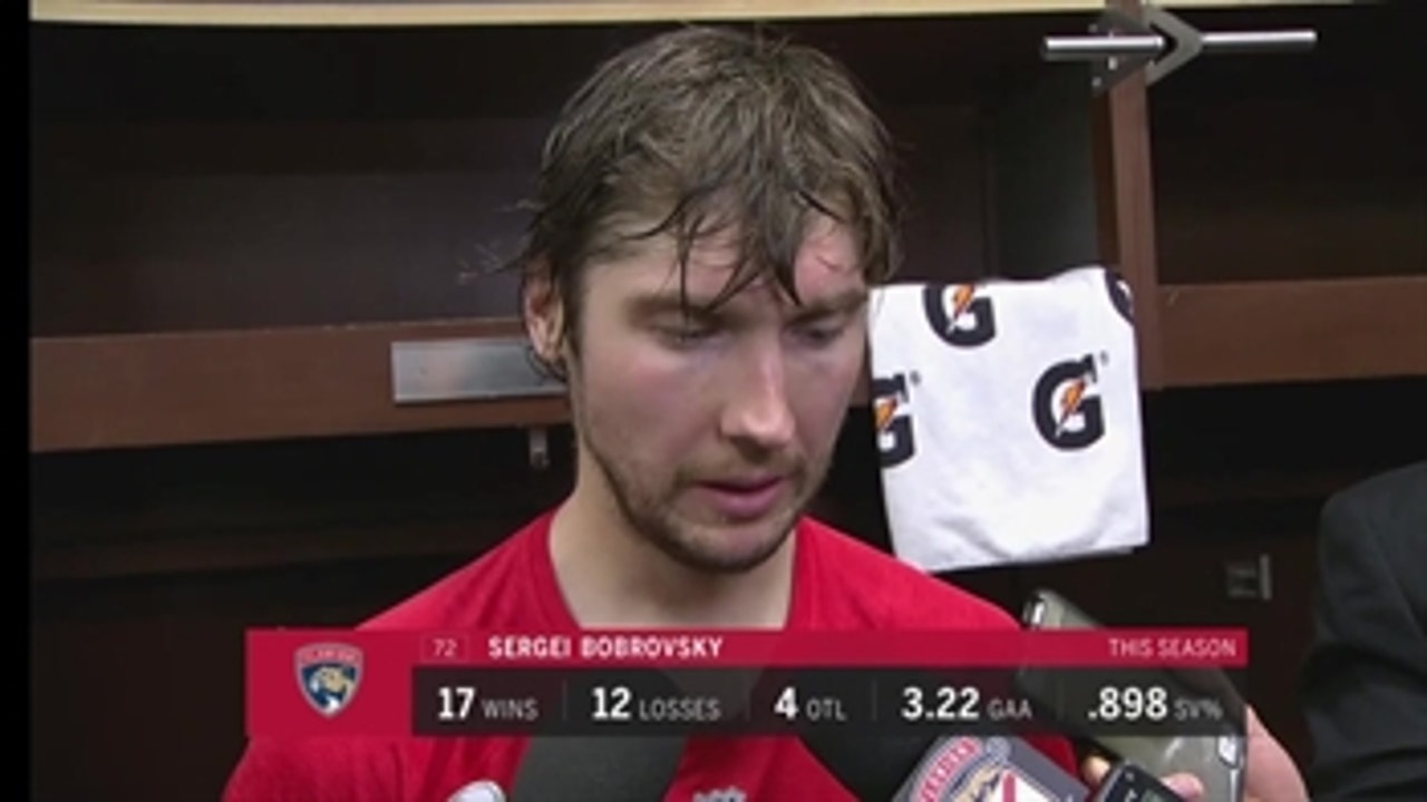 Sergei Bobrovsky discusses win in Detroit after saving 27 of 28 shots in his return to the ice