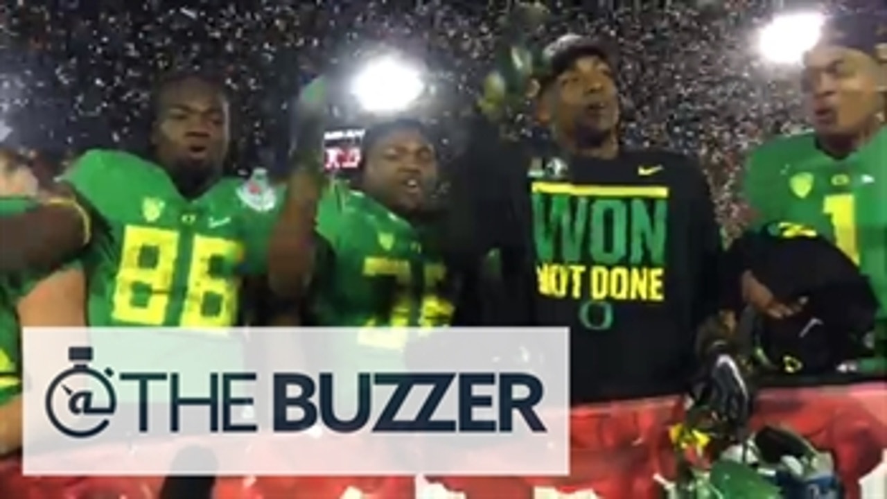 Oregon players chant "no means no" with tomahawk chop