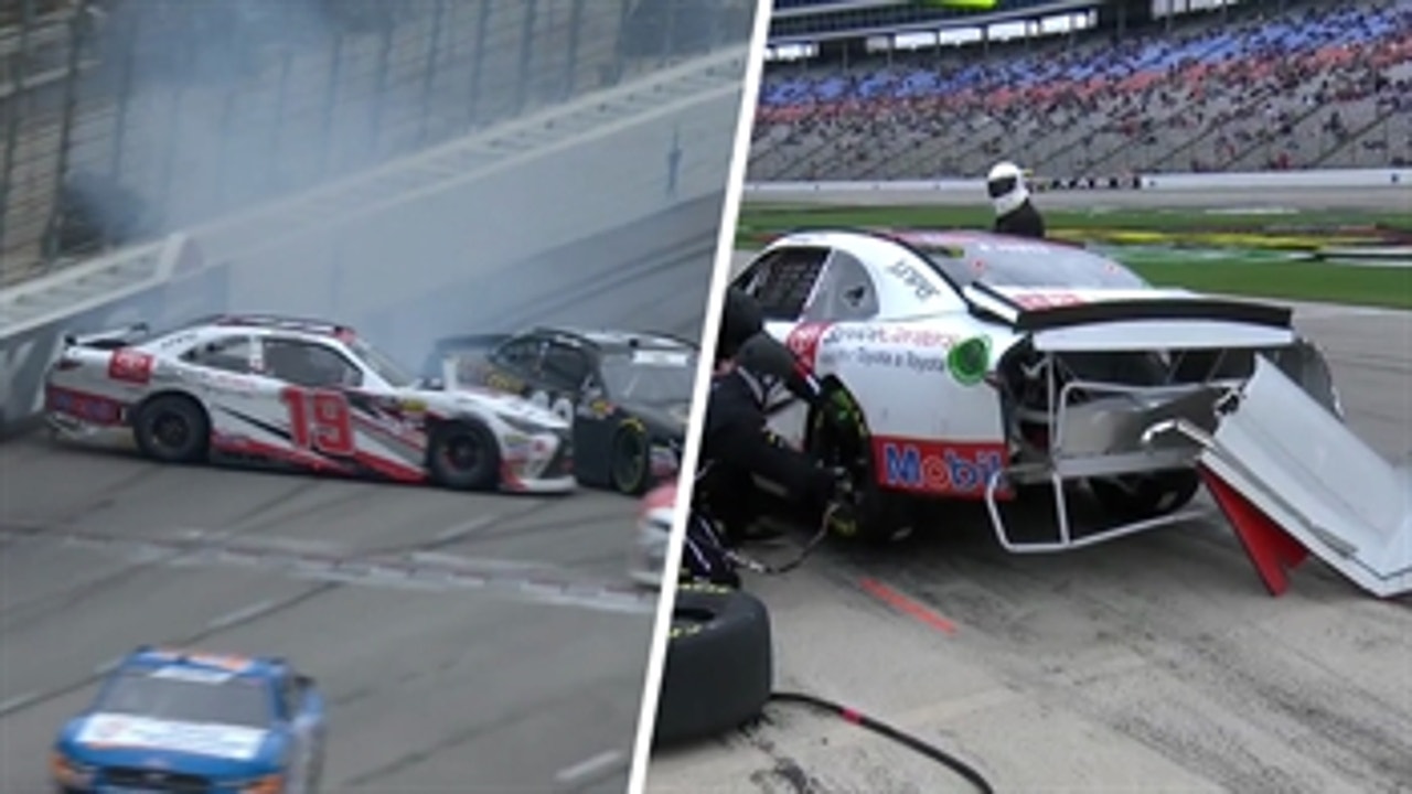 Brandon Jones wrecks in Texas, loses rear bumper ' 2018 NASCAR XFINITY SERIES ' FOX NASCAR