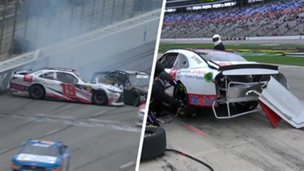 Brandon Jones wrecks in Texas, loses rear bumper | 2018 NASCAR XFINITY SERIES | FOX NASCAR