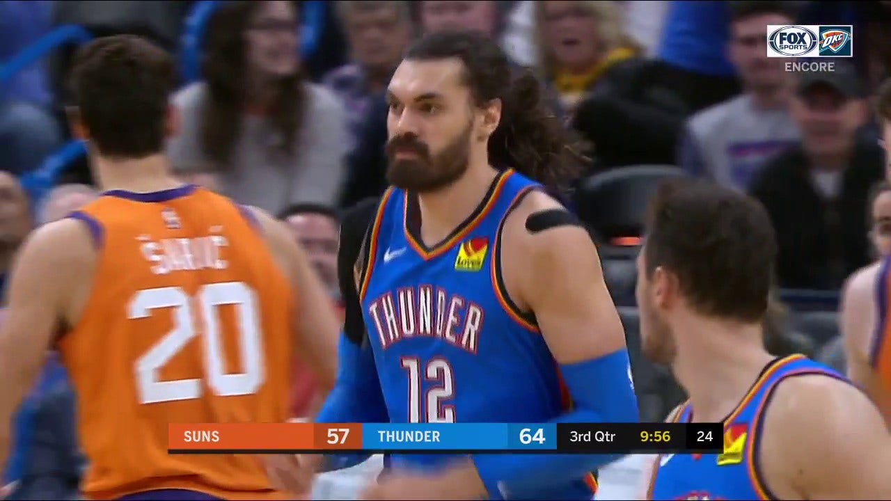 WATCH: Steven Adams with a Block and Dunk at the other end ' Thunder ENCORE