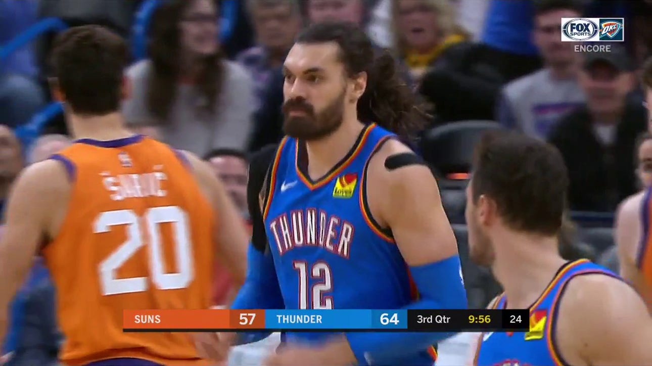 WATCH: Steven Adams with a Block and Dunk at the other end | Thunder ENCORE