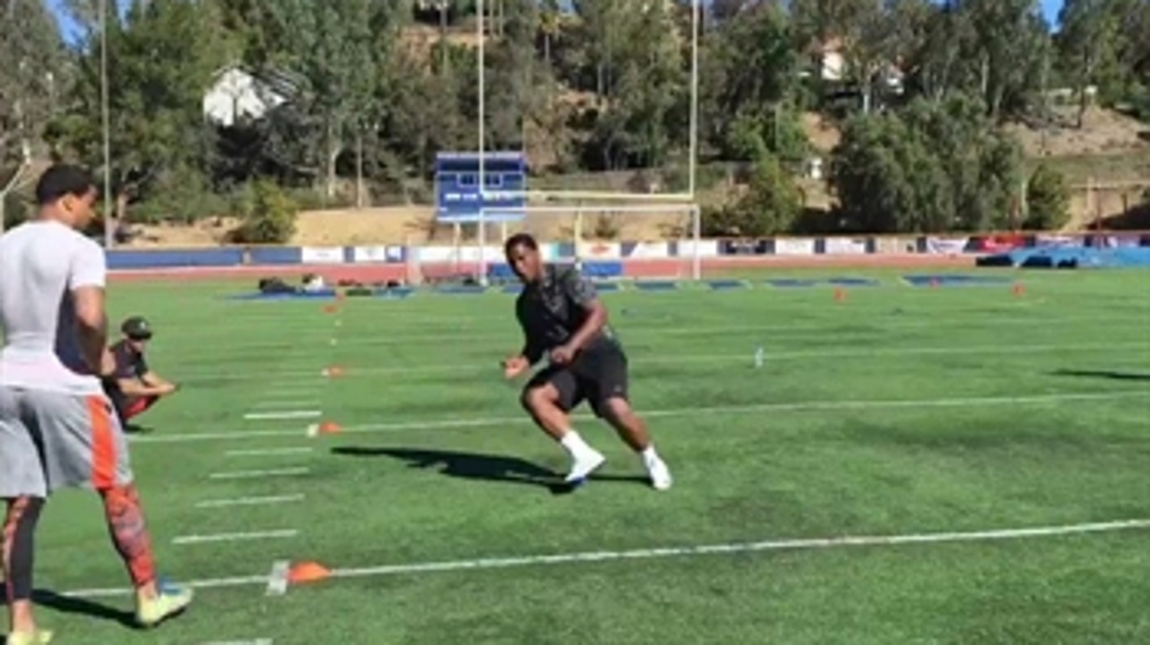 Kenny Clark cuts down his shuttle speed time