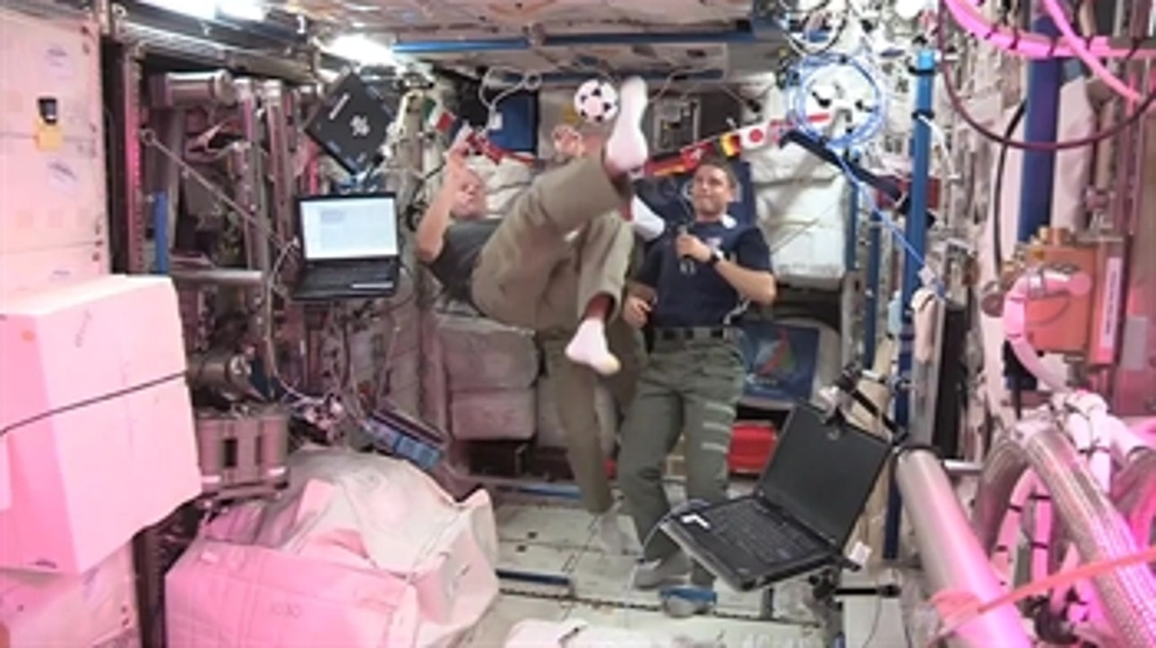 Astronaut performs bicycle kick in space!