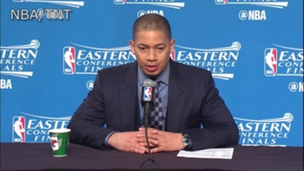 Coaches Brad Stevens and Tyronn Lue talk about LeBron's four first half fouls in Game 4