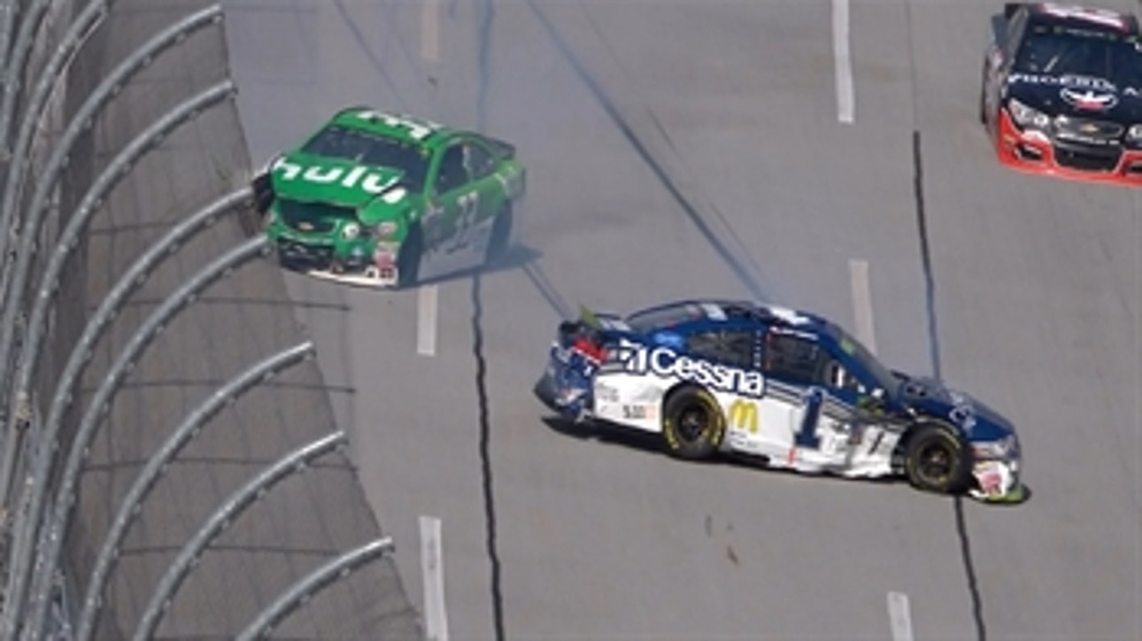 Jamie McMurray gets airborne after contact from Jeffrey Earnhardt ' 2017 TALLADEGA