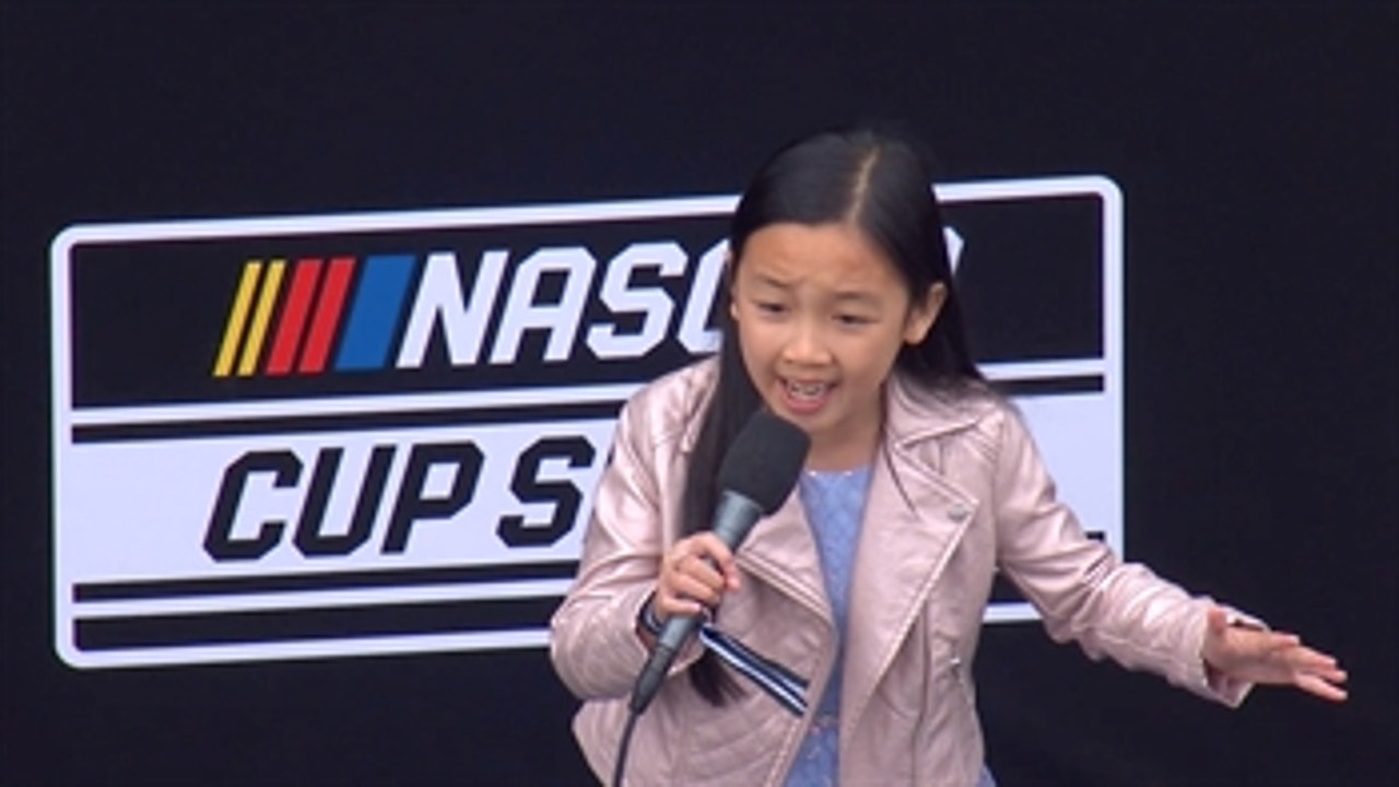 8-year-old Malea Emma sings the National Anthem at Auto Club Speedway