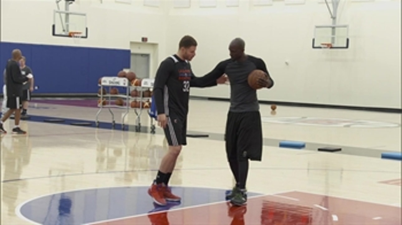 Blake Griffin practices with Clippers; KG joins in on the fun