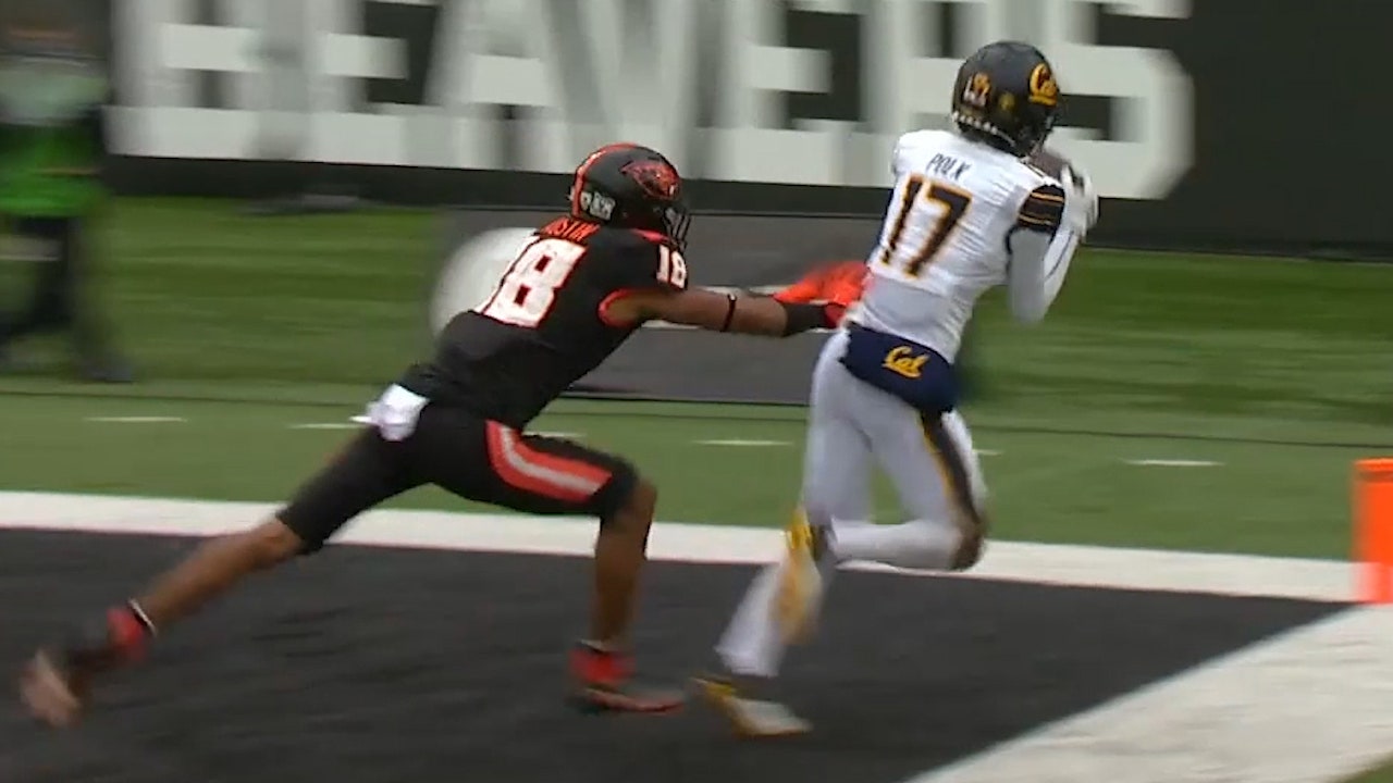 Cal's Makai Polk makes a clutch catch for a 6-yard touchdown, ties Oregon State, 7-7