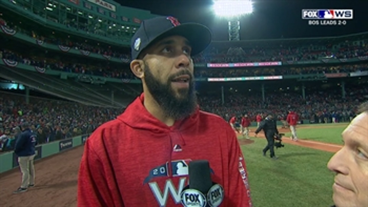 David Price reacts to winning his 2nd consecutive playoff start
