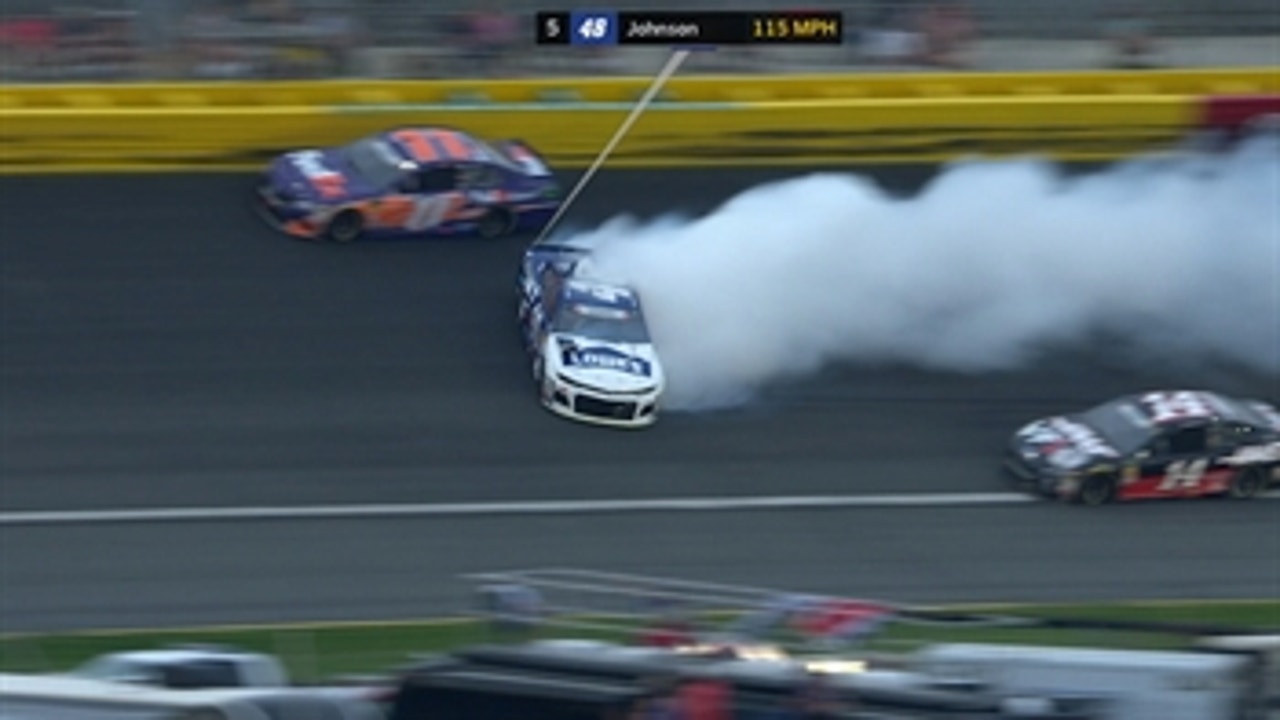 Jimmie Johnson spins after contact from Denny Hamlin | 2018 CHARLOTTE | FOX NASCAR