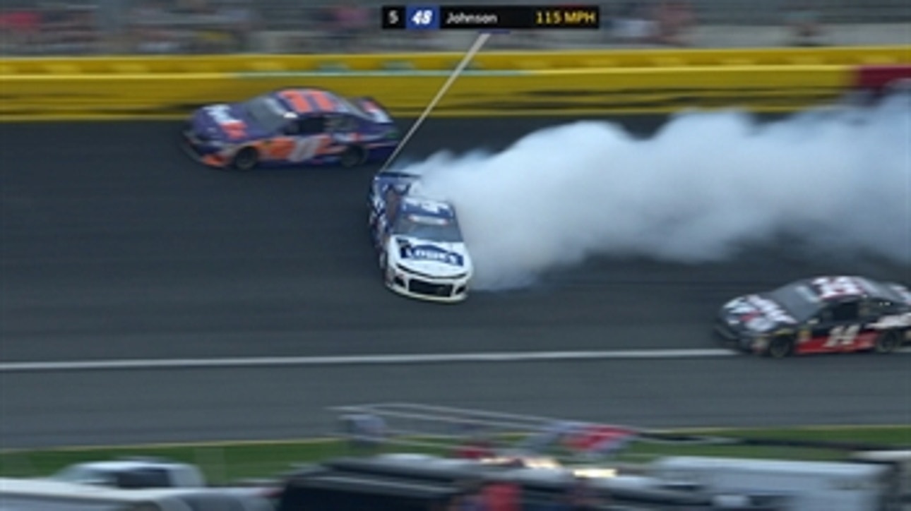 Jimmie Johnson spins after contact from Denny Hamlin | 2018 CHARLOTTE | FOX NASCAR