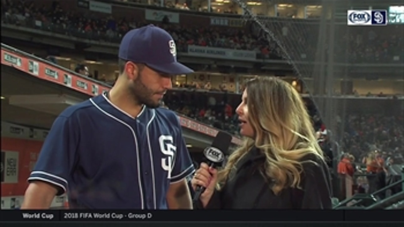 Eric Hosmer talks about his big hit in the 9th, the Padres' pitching following the victory