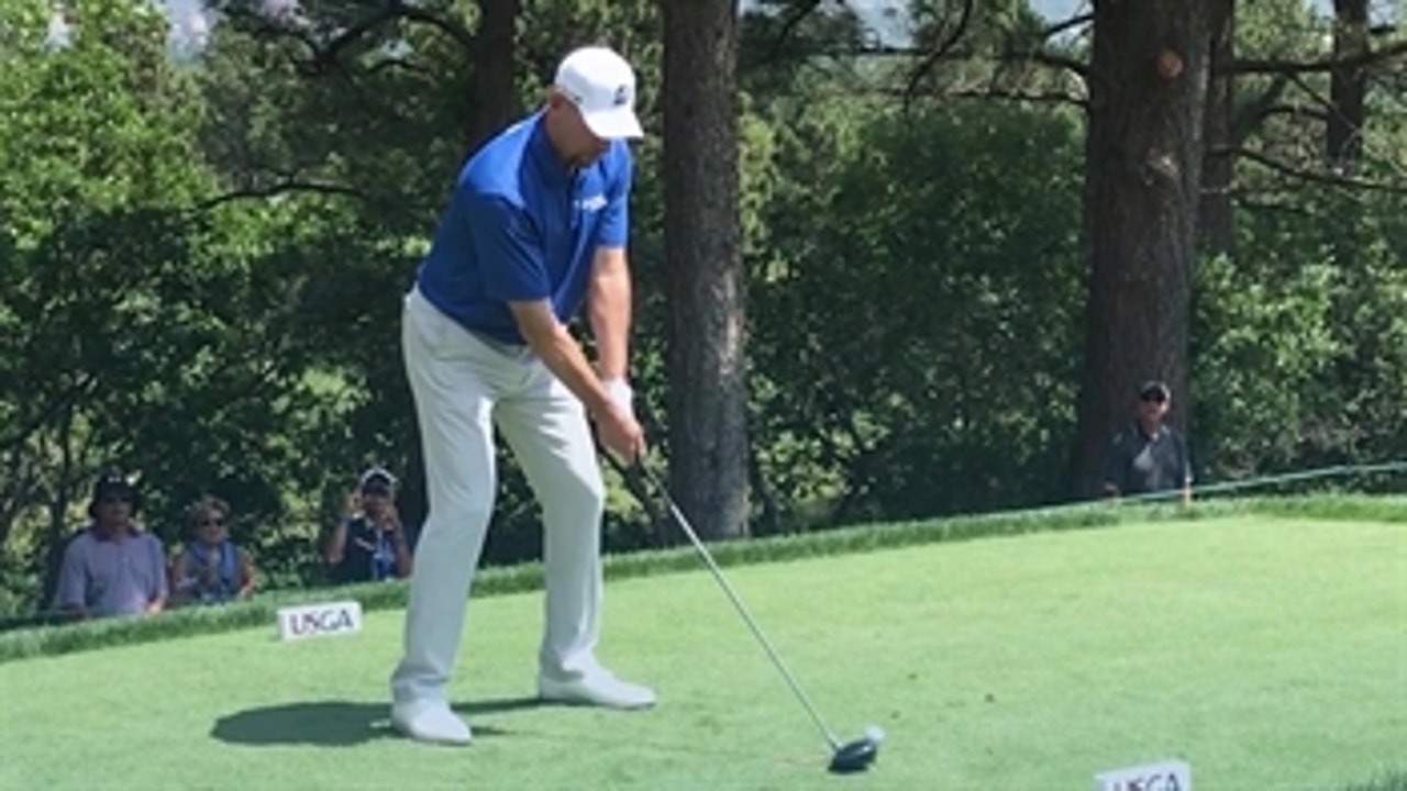 A behind-the-scenes look at John Smoltz's practice round before the U.S. Senior Open