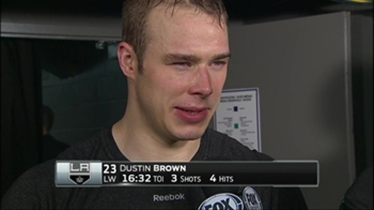 Dustin Brown postgame: Kings' captain is happy to have Jonathan Quick following a 44 save performance.