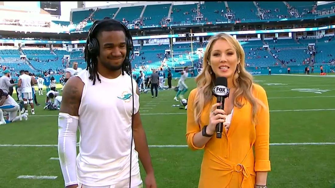 'We know we need to execute every Sunday' — Jaylen Waddle speaks with Jen Hale on the Dolphins' fourth straight win