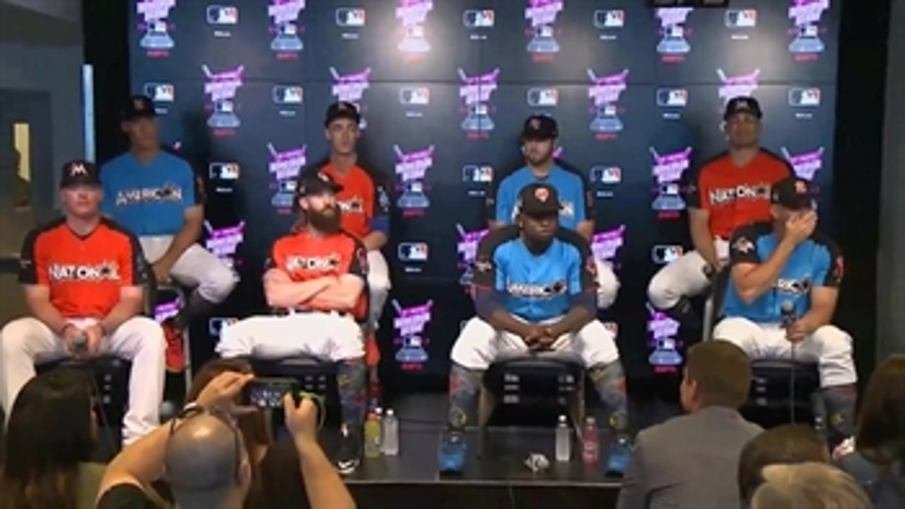 Justin Bour, Giancarlo Stanton getting ready for Home Run Derby